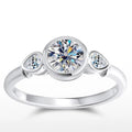 Bee-Bees 1.6ct 3-stone moissanite engagement ring in 925 sterling silver with 18k white gold plating.