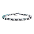 Bee-Bees 4mm black moissanite tennis bracelet in s925 sterling silver with 18k white gold plating and GRA certification.