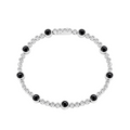 Bee-Bees black moissanite tennis bracelet featuring round black stones and clear accents in S925 sterling silver.