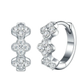 Bee-Bees four leaf clover huggie earrings in 925 sterling silver with sparkling D color moissanite stones