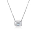 Bee-Bee's 2ct emerald cut moissanite necklace with D color, VVS1 clarity, set in 18k gold plated sterling silver.