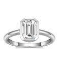 Bee-Bees 2CT emerald cut moissanite engagement ring in sterling silver with 18k white gold plating.