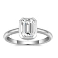 Bee-Bees 2CT emerald cut moissanite engagement ring in sterling silver with 18k white gold plating.
