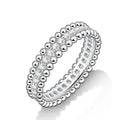 Bee-Bees VVS1 Moissanite full eternity wedding band, 18k white gold plated sterling silver with beaded detail.