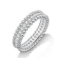 Bee-Bees VVS1 Moissanite full eternity wedding band, 18k white gold plated sterling silver with beaded detail.
