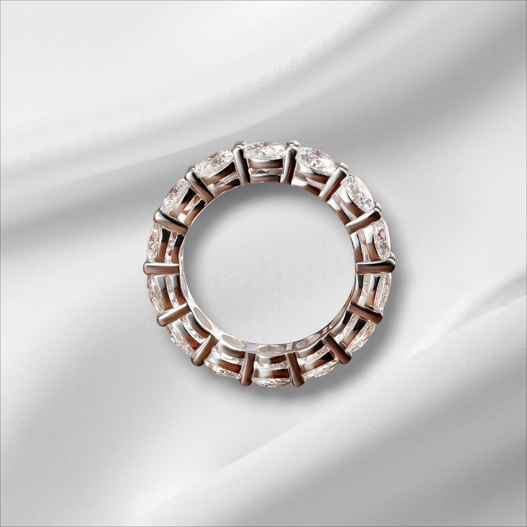 Bee-Bees Full Eternity Moissanite Band in 925 Sterling Silver with 7.0 CTW, D Color, VVS1 Clarity, 5mm round stones.