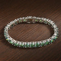 Bee-Bee's green moissanite tennis bracelet with s925 sterling silver and 18K gold plating. Features D color, VVS1 clarity stones.