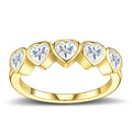 Bee-Bees heart-cut moissanite anniversary band in gold-plated 925 sterling silver with five sparkling stones.