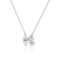 Bee-Bees 1.5ct Marquise Moissanite necklace in sterling silver. Features D color VVS1 clarity stones with hybrid cutting.