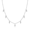 Bee-Bees sterling silver necklace with multiple marquise cut moissanite charms, D color, VVS1 clarity.