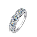 Bee-Bees 3.6ctw D Color Moissanite 5-Stone Band in sterling silver with 18k white gold plating. GRA Certified.