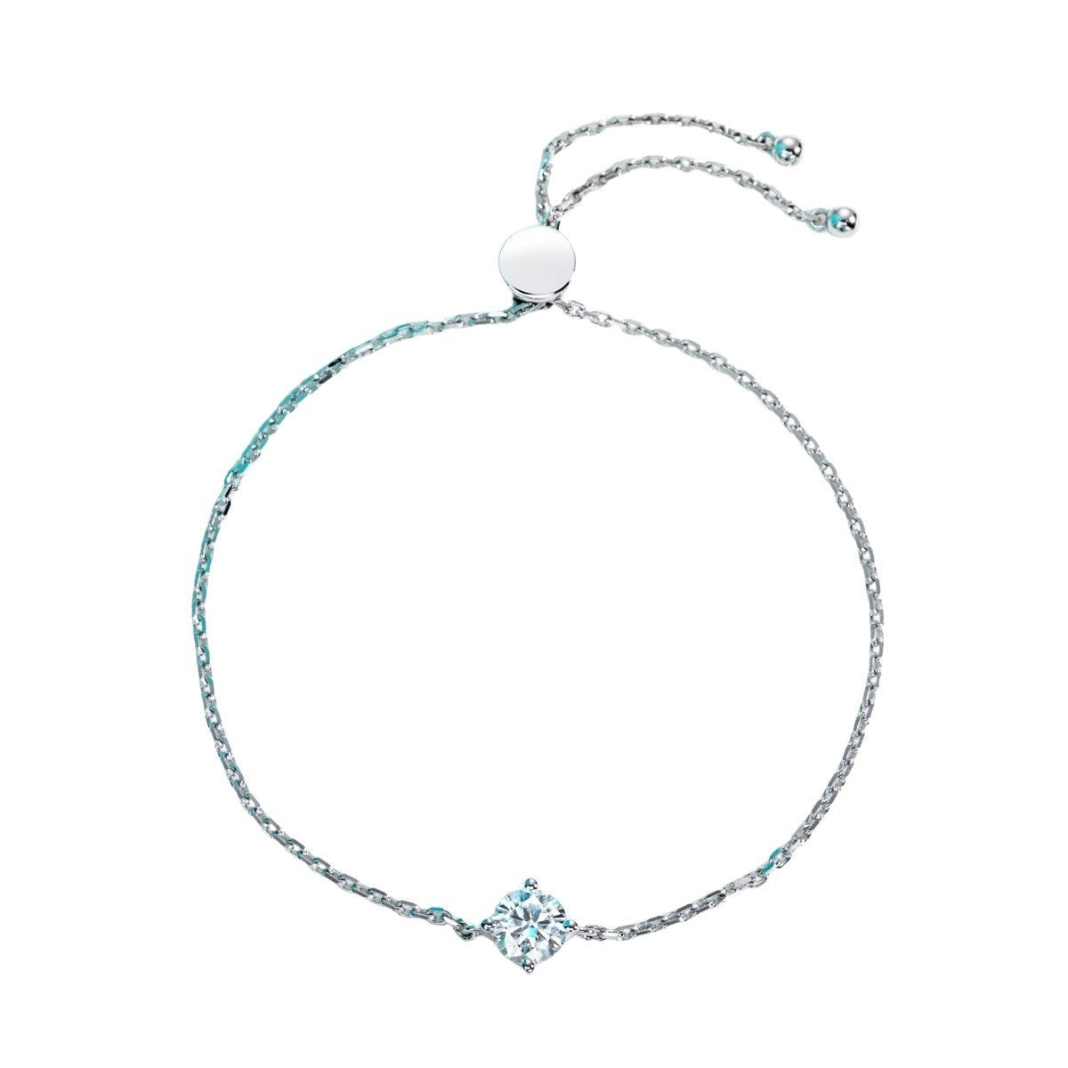 Bee-Bees 1ct round cut moissanite bracelet in s925 sterling silver with adjustable chain and GRA certification.
