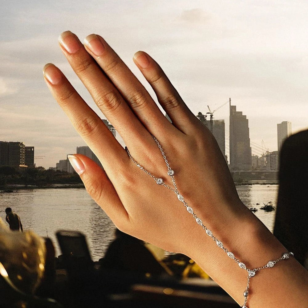 Bee-Bees adjustable 3.2ct moissanite bubble bracelet in sterling silver with gold plating. D Color VVS1 stones.