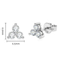 Bee-Bee's 3mm D Color Moissanite Clover Stud Earrings in 925 Sterling Silver with 18k White Gold plating.