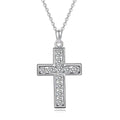 Bee-Bees 2.2ct Moissanite Cross Pendant, 3.5mm D Color VVS1 stones, 925 Sterling Silver with white gold plating.