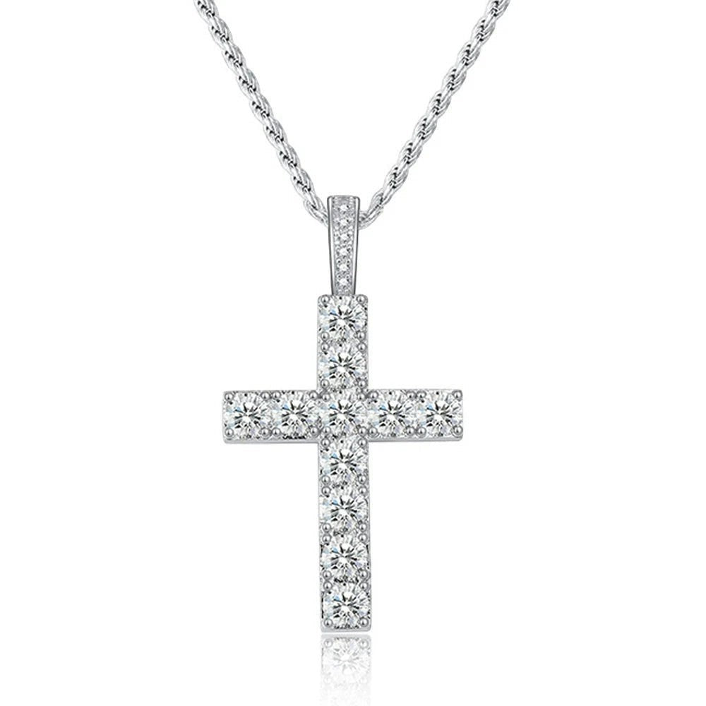 Bee-Bees 5.5ct Moissanite cross necklace in S925 Sterling Silver with GRA certification.