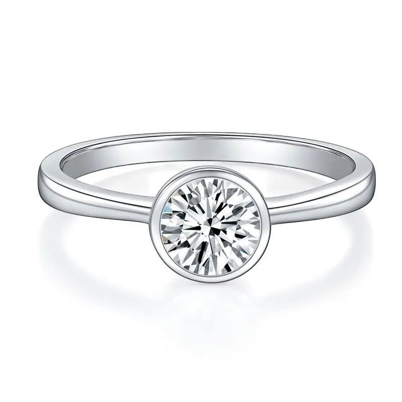 Bee-Bees 925 Sterling Silver 1.6ct Moissanite engagement ring with GRA certificate, 18k white gold plating.