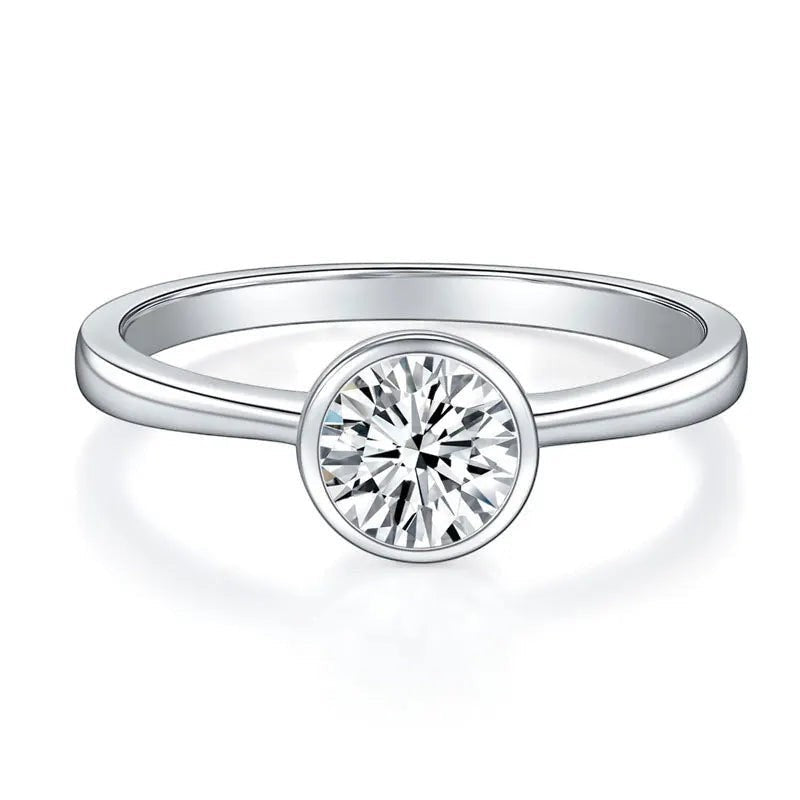 Bee-Bees 925 Sterling Silver 1.6ct Moissanite engagement ring with GRA certificate, 18k white gold plating.
