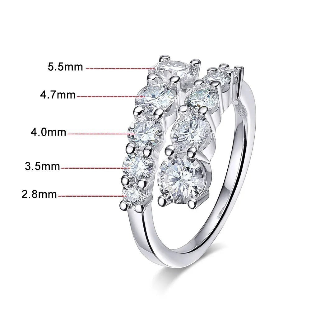 Bee-Bees 8 Hearts & Arrows Moissanite Eternity Band, D Color VVS1, round brilliant cut stones, sterling silver with 18k gold plating.