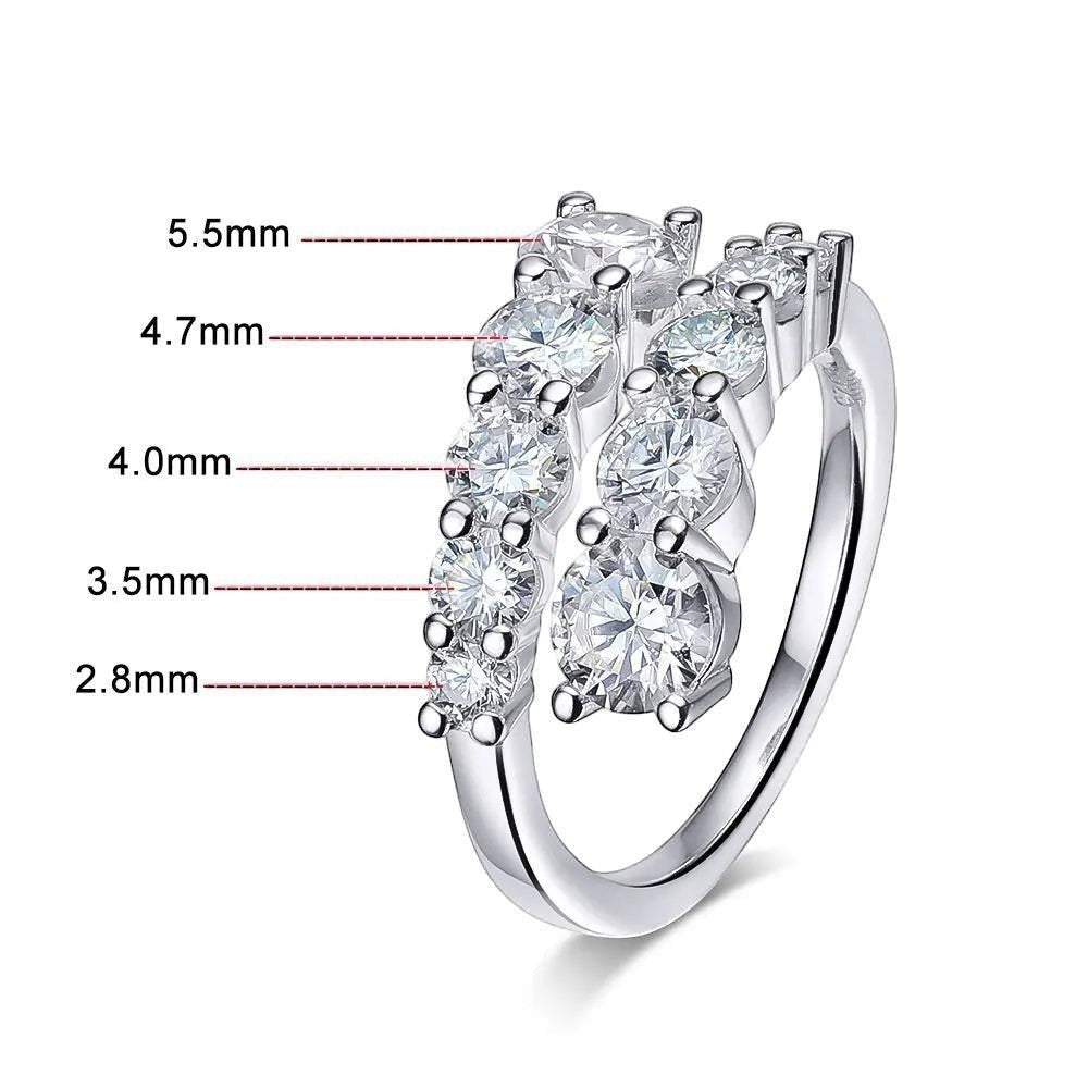Bee-Bees 8 Hearts & Arrows Moissanite Eternity Band, D Color VVS1, round brilliant cut stones, sterling silver with 18k gold plating.
