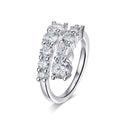 Bee-Bees 8 Hearts & Arrows Moissanite Eternity Band, D Color VVS1, round brilliant cut stones, sterling silver with 18k gold plating.