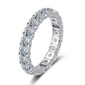 Bee-Bees 2.5ct round D-color VVS1 moissanite full eternity band in 18k white gold plated S925 sterling silver.