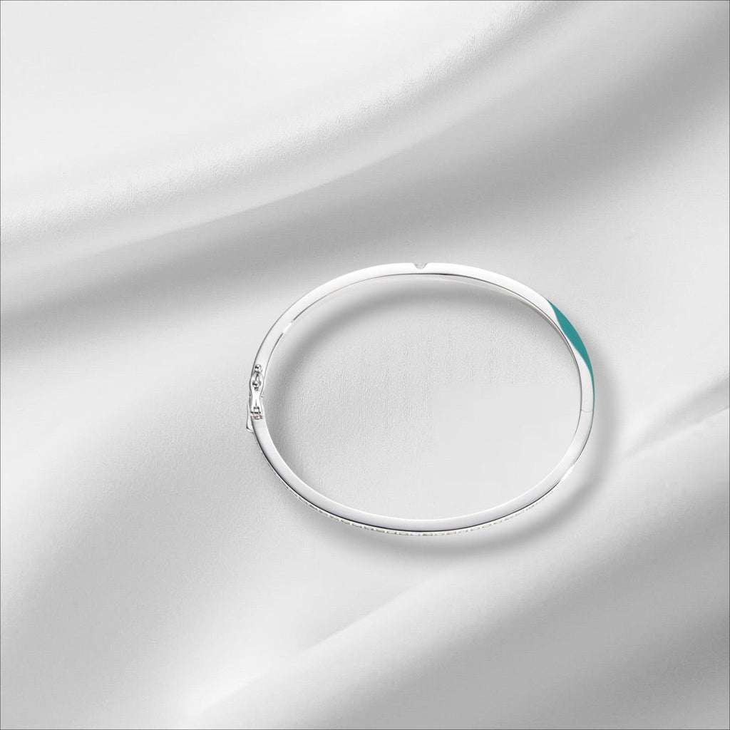 Bee-Bees 2ctw Moissanite eternity bangle in s925 sterling silver with 18k white gold plating. D VVS1 stones.