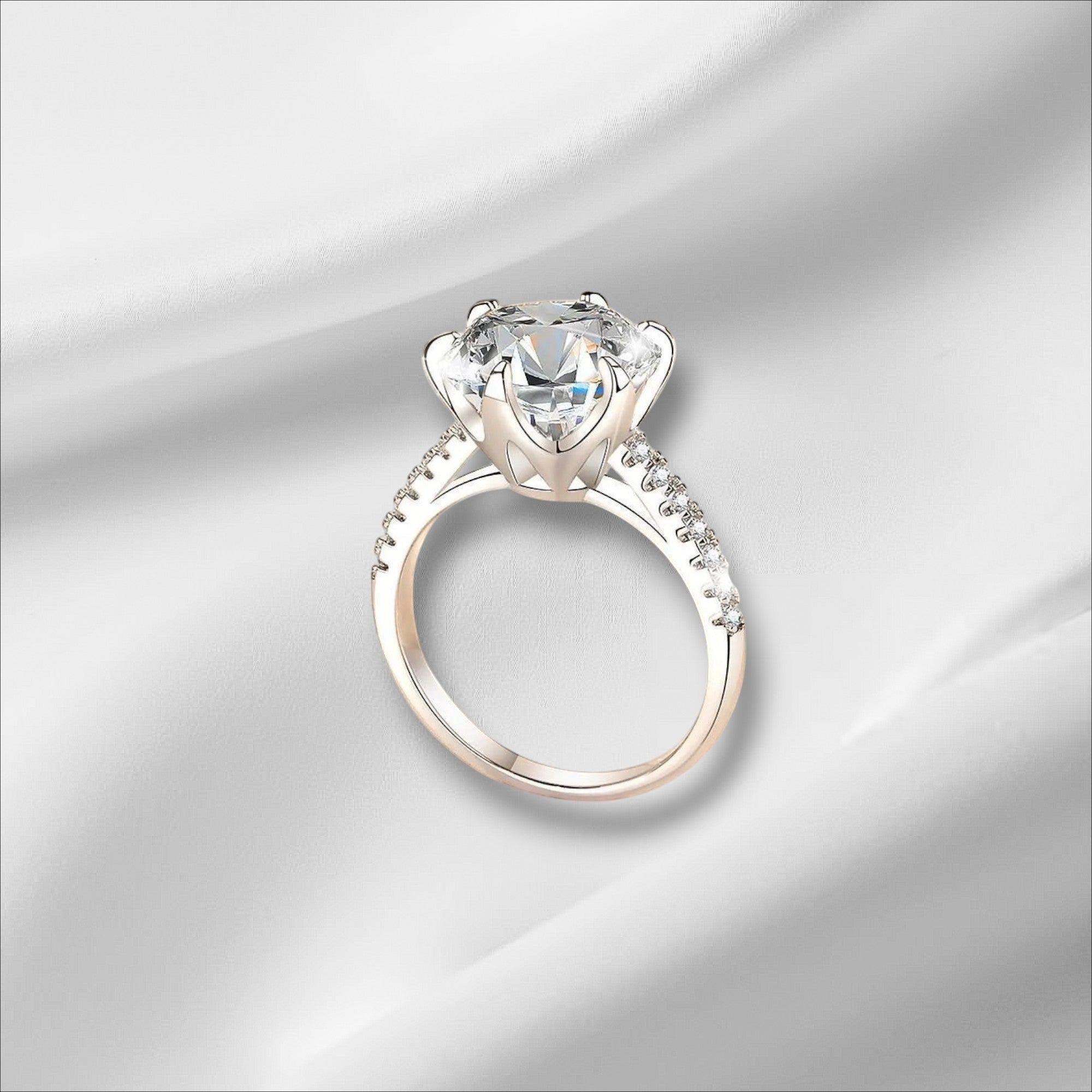 Bee-Bees 5ct Moissanite diamond eternity ring in 18K white gold plated sterling silver with GRA certification.