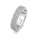 Bee-Bees 18k gold plated 925 sterling silver eternity ring with two rows of sparkling moissanite stones.