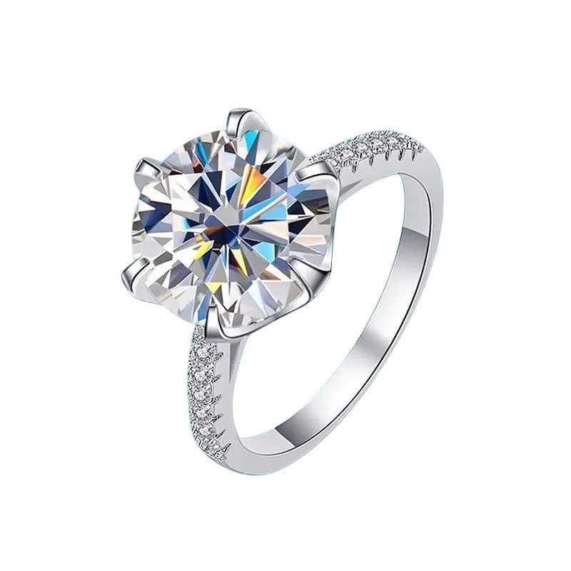 Bee-Bees 5ct Moissanite diamond eternity ring in 18K white gold plated sterling silver with GRA certification.