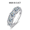 Bee-Bees 3.6ctw D-color round brilliant moissanite 5-stone anniversary band in 18k white gold plated sterling silver.