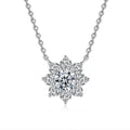 Bee-Bee's 1ct Moissanite flower pendant necklace in S925 sterling silver with 18k gold plating. D-Color VVS1.