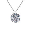 Bee-Bees moissanite flower pendant necklace in 18k white gold plated 925 sterling silver with a delicate box chain