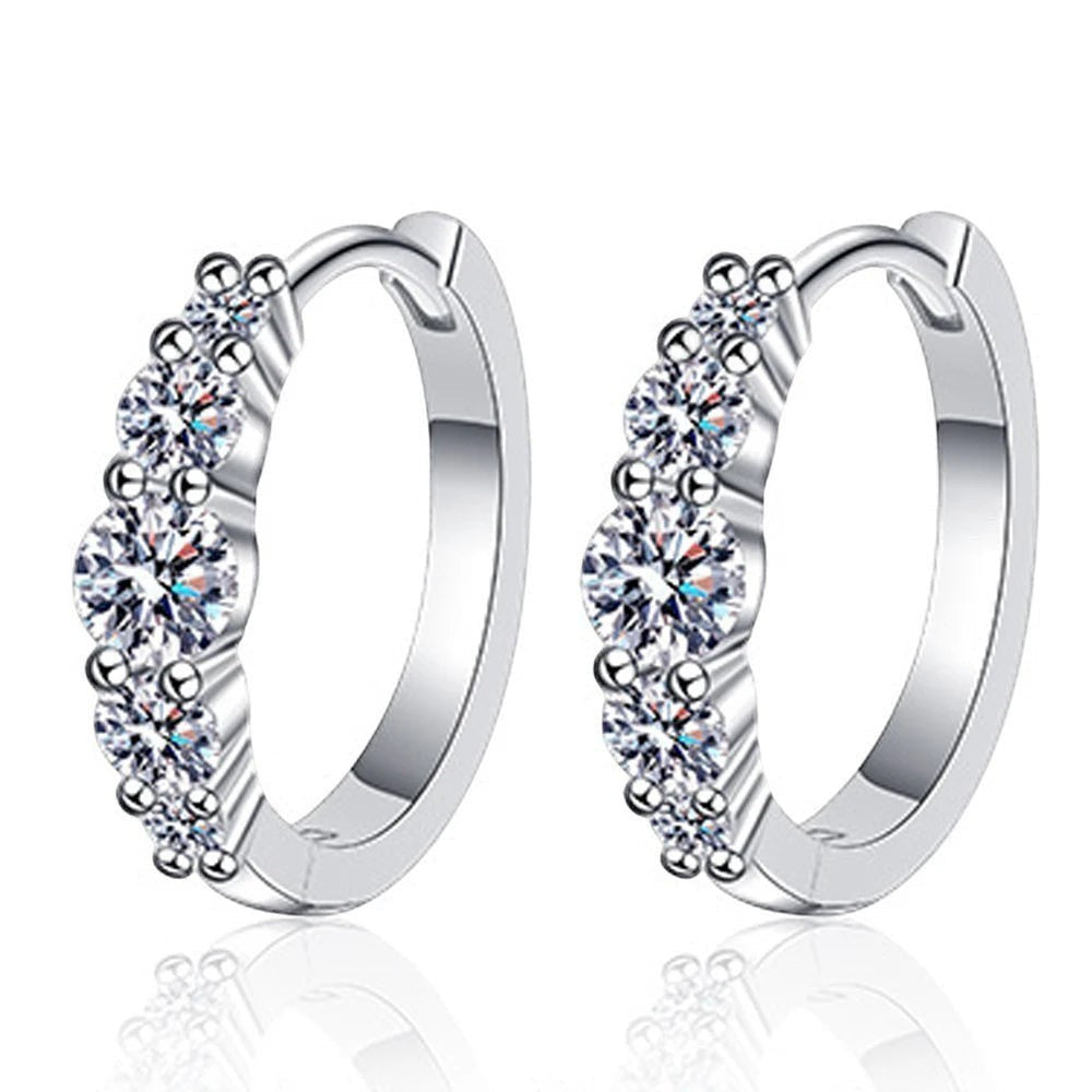 Bee-Bees D VVS1 Moissanite Hoop Earrings with 8 Hearts & 8 Arrows cut, 1.12ct total weight, set in 18k white gold plated S925 silver.