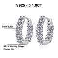 Bee-Bee's D Color Moissanite Hoop Earrings, 3mm GRA Certified S925 Sterling Silver, 18k White Gold Plated, Hypoallergenic