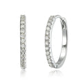 Bee-Bee's sterling silver hoop earrings with D Color VVS1 moissanite stones, 18K white gold plated.