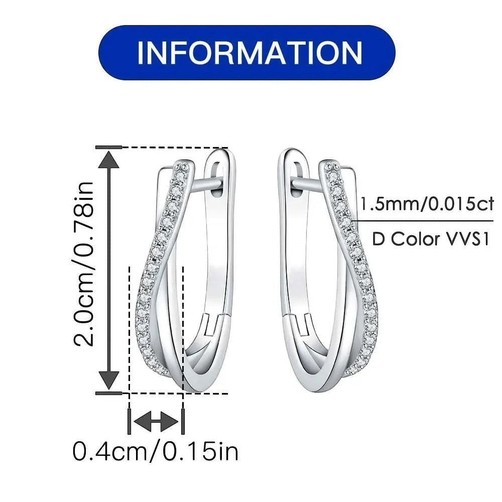 Bee-Bee's sterling silver twisted hoop earrings with D Color VVS1 moissanite stones.