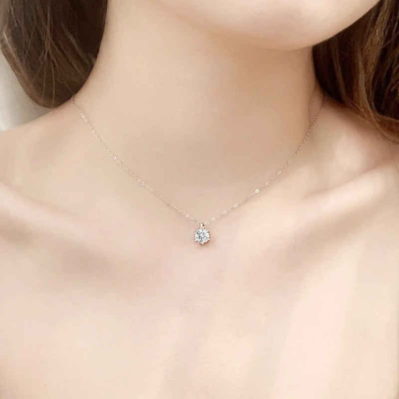 Bee-Bee's 2ct D Color Moissanite pendant necklace in 925 Sterling Silver with a delicate O-chain.