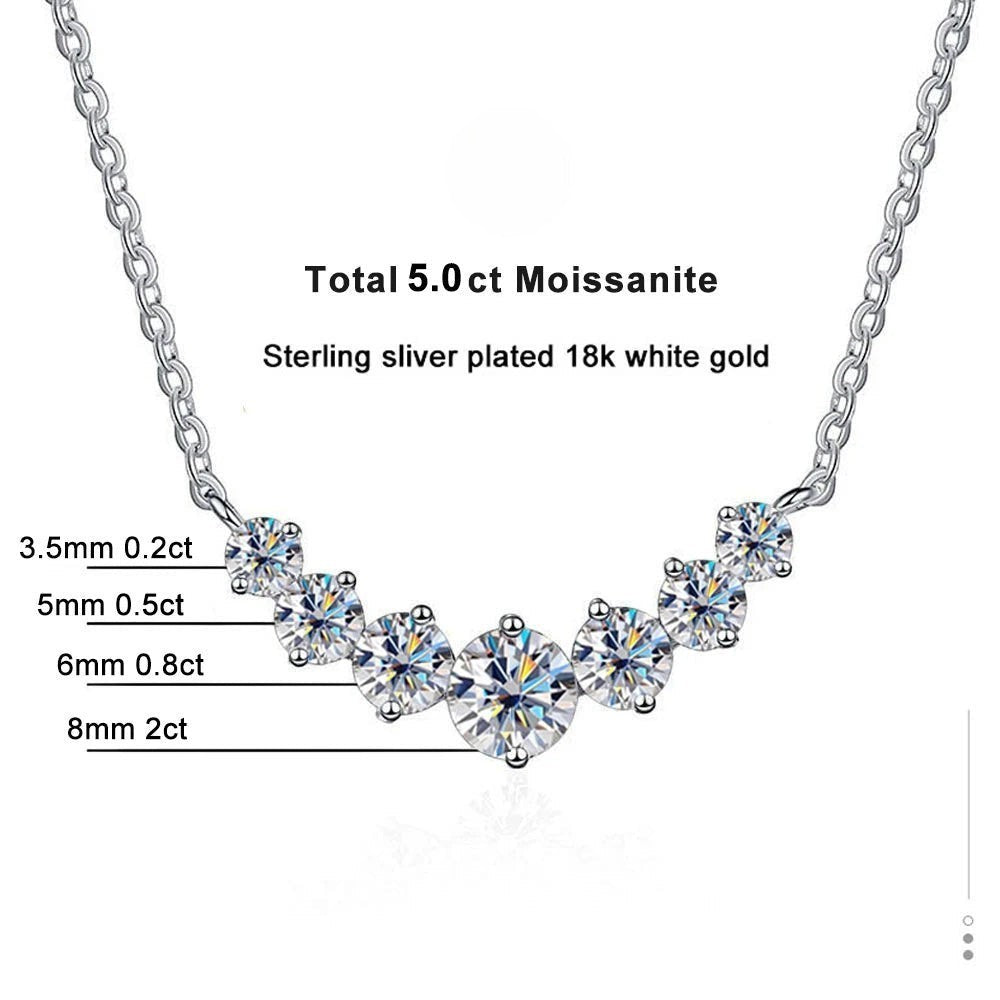 Bee-Bee's Sterling silver necklace with 5.0 ct total moissanite stones, plated in 18k white gold.