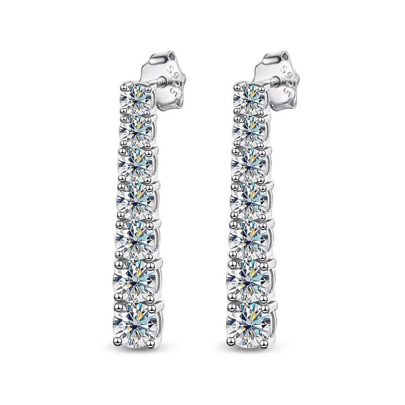 Bee-Bee's D VVS1 Moissanite Pendant Earrings, 2.5cm drop, 14 stones, 925 Sterling Silver with 18K White Gold plating.