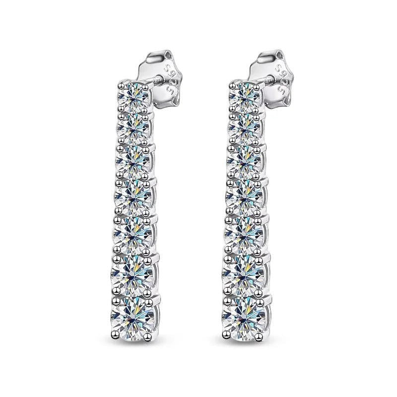 Bee-Bee's D VVS1 Moissanite Pendant Earrings, 2.5cm drop, 14 stones, 925 Sterling Silver with 18K White Gold plating.