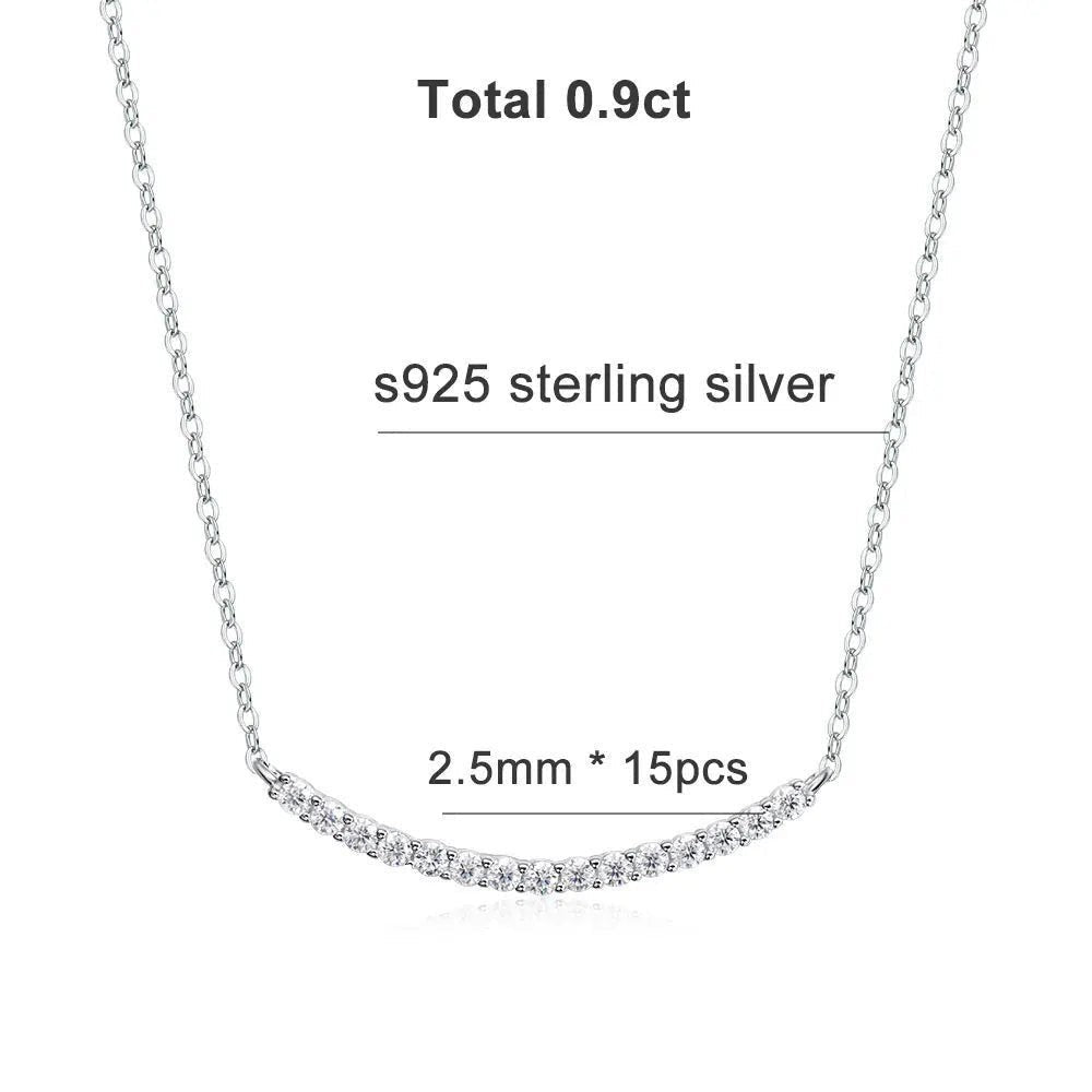 Bee-Bee's 18k gold plated s925 sterling silver necklace with 0.9ct D VVS1 Moissanite stones in a curved smile pendant design.