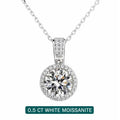 Bee-Bees 0.5ct white Moissanite solitaire pendant necklace with halo, 18k gold plated S925 sterling silver.