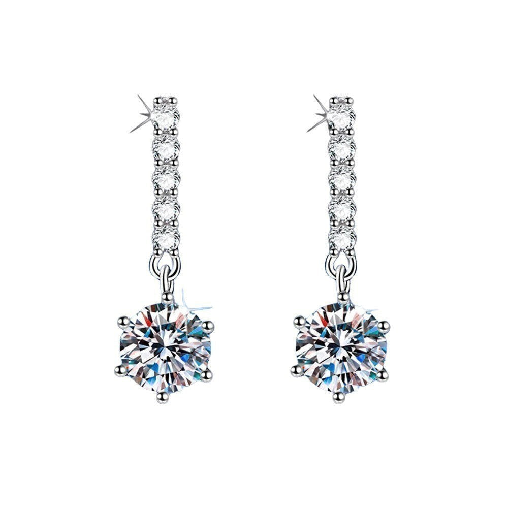 Bee-Bees 1ct D Color Moissanite Stud Earrings in 18k white gold plated sterling silver with GRA certificate.