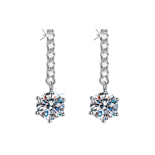 Bee-Bees 1ct D Color Moissanite Stud Earrings in 18k white gold plated sterling silver with GRA certificate.