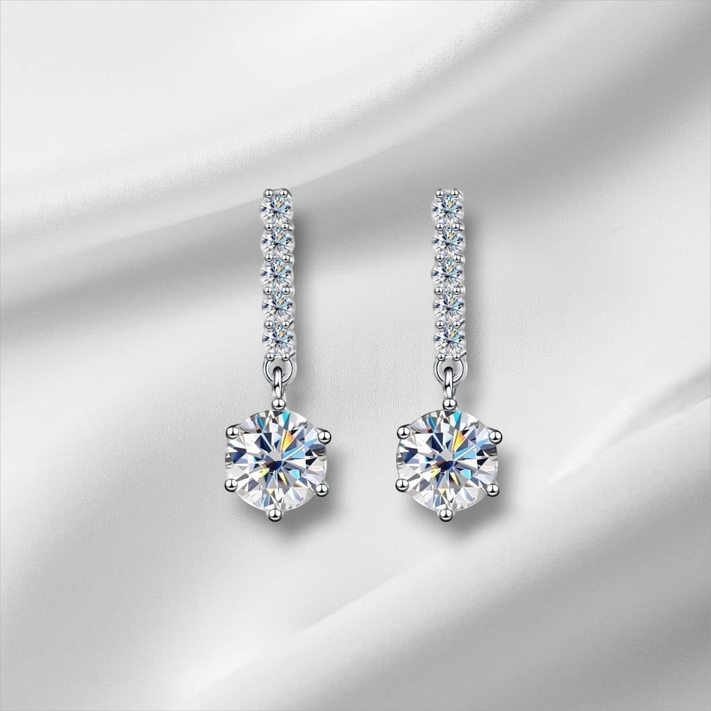 Bee-Bees 1ct D Color Moissanite Stud Earrings in 18k white gold plated sterling silver with GRA certificate.