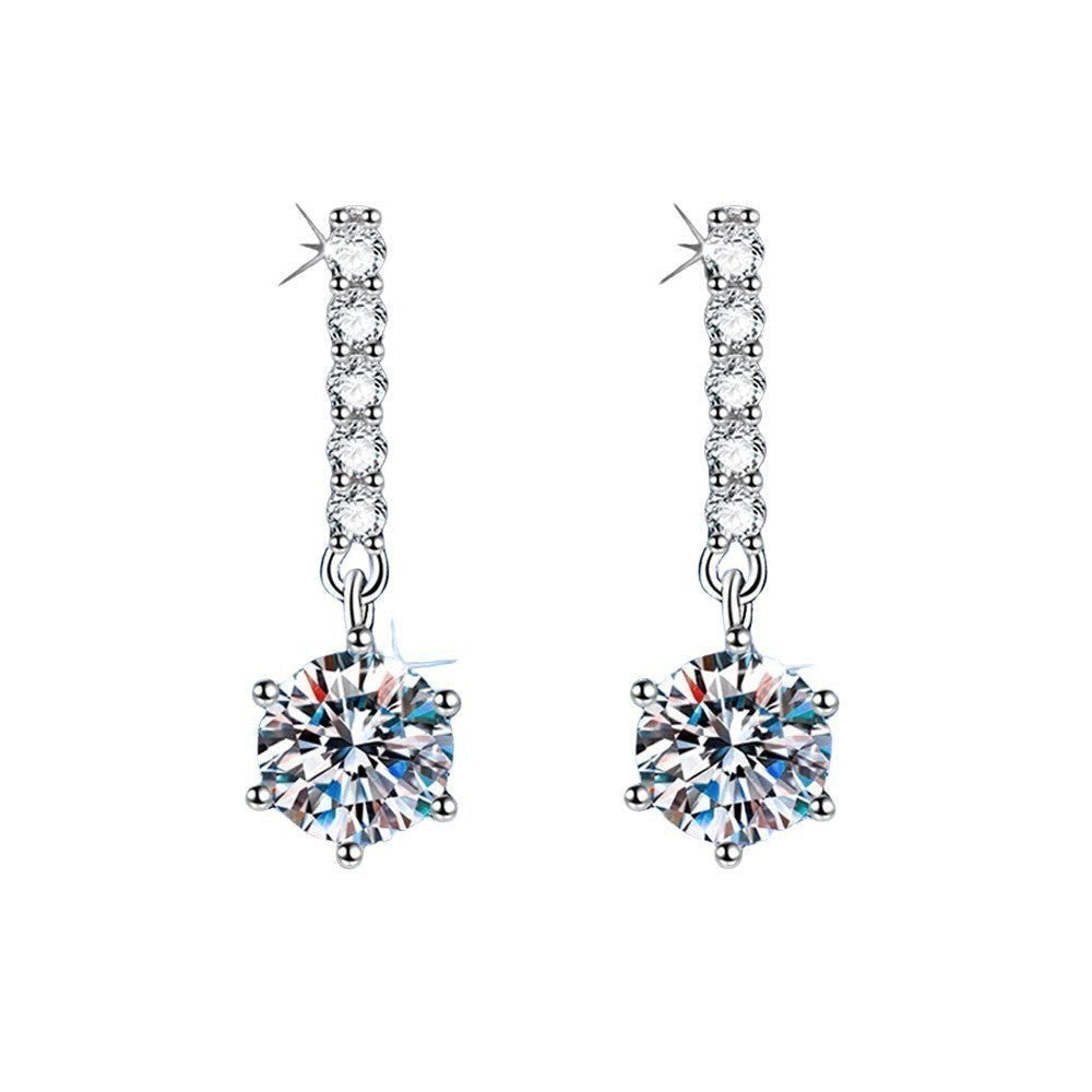 Bee-Bees 1ct D Color Moissanite Stud Earrings in 18k white gold plated sterling silver with GRA certificate.