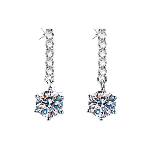 Bee-Bees 1ct D Color Moissanite Stud Earrings in 18k white gold plated sterling silver with GRA certificate.