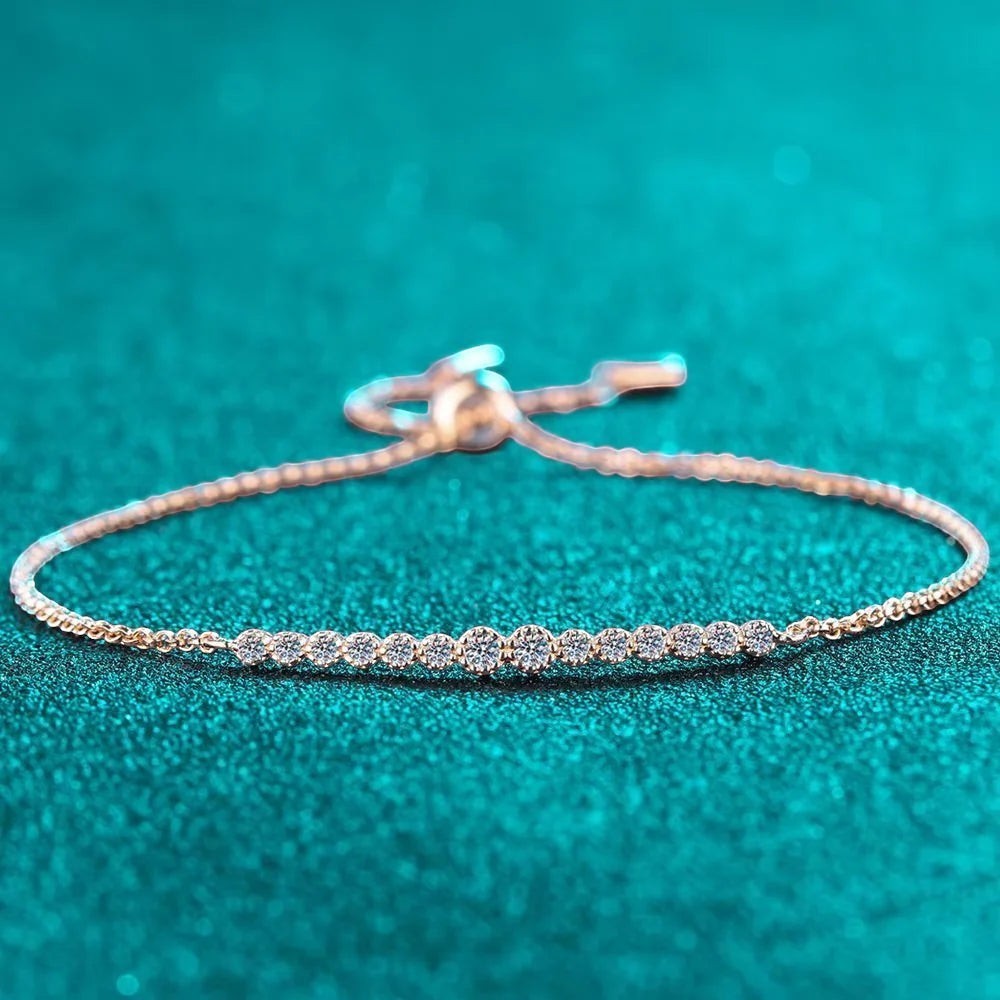 Bee-Bee's rose gold plated S925 sterling silver bracelet with D VVS1 Moissanite stones.