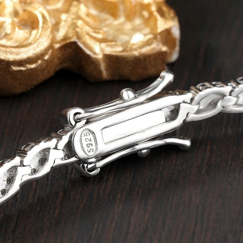 Bee-Bees 2mm D Color Moissanite Tennis Bracelet in S925 Sterling Silver with secure clasp.